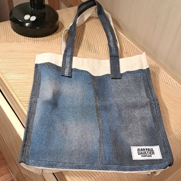 Jean Paul Gaultier Denim and Cream Cosmetic Tote Bag - Picture 3 of 6